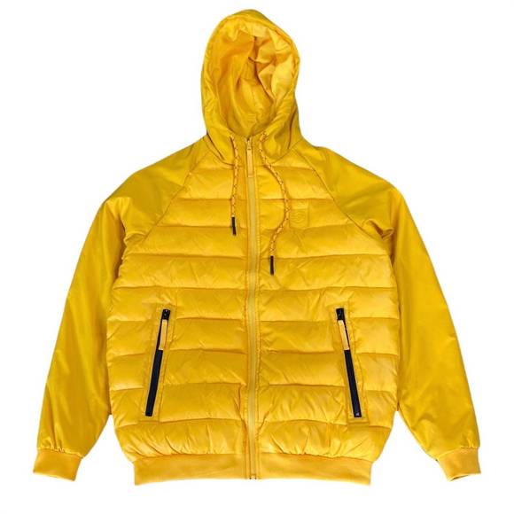 NEW COOKIES men's carpe diem quilted hooded jacket in university gold - Picture 1 of 3